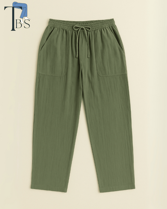 Premium Muslin Bottoms | 100% Organic Cotton | Unisex | Olive Green