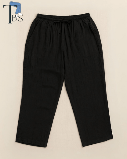 Premium Muslin Bottoms | 100% Organic Cotton | Unisex | Black