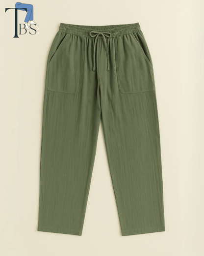 Premium Muslin Bottoms | 100% Organic Cotton | Unisex | Olive Green