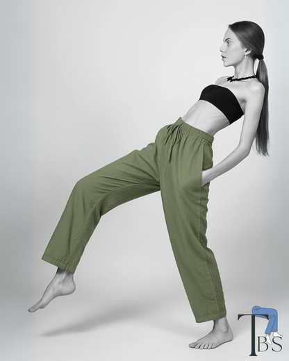 Premium Muslin Bottoms | 100% Organic Cotton | Unisex | Olive Green