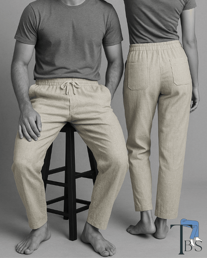 Unisex Linen Bottoms with Side Pockets and Back Pockets